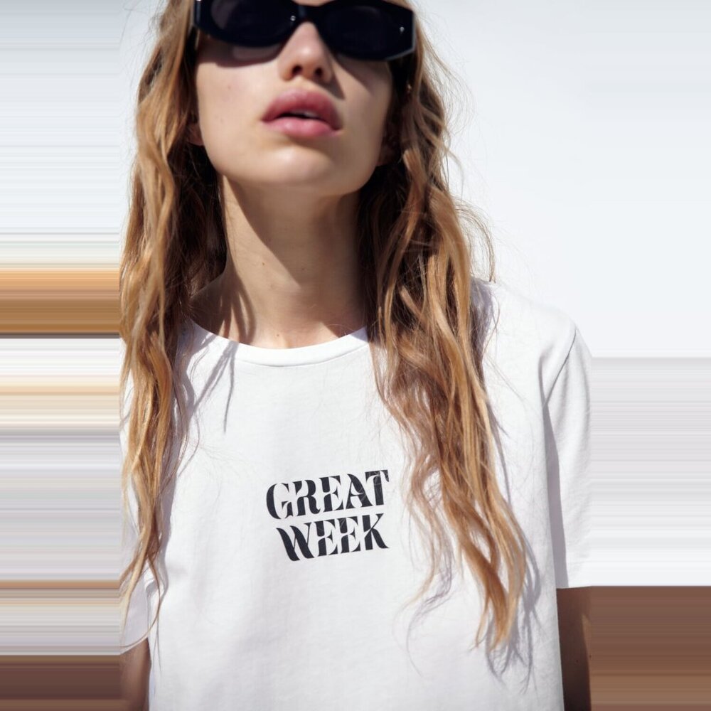 Zara White Graphic Tee - Great Week